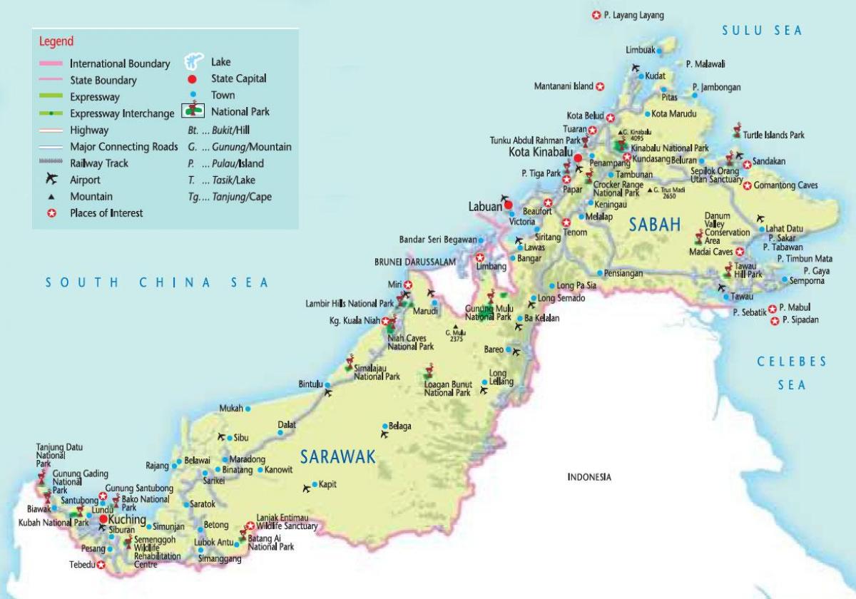 kelių žemėlapis pusiasalio malaizija