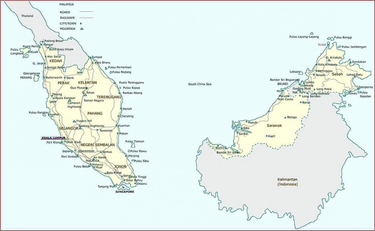 malaizijos miestus žemėlapyje