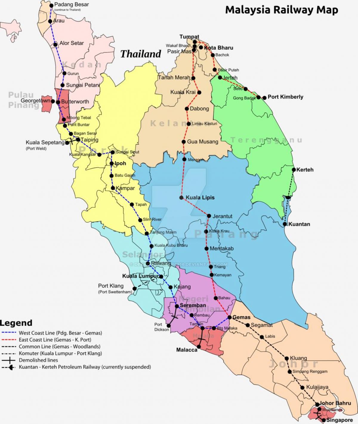 žemėlapis traukinio malaizija