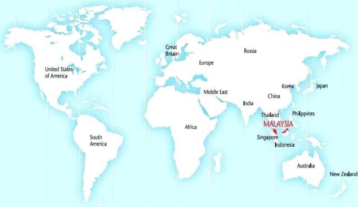 pasaulio žemėlapis, kuriame malaizija