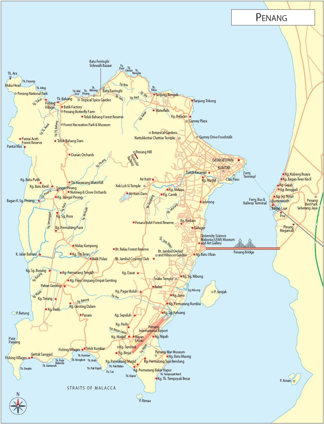 žemėlapis pulau pinang malaizija