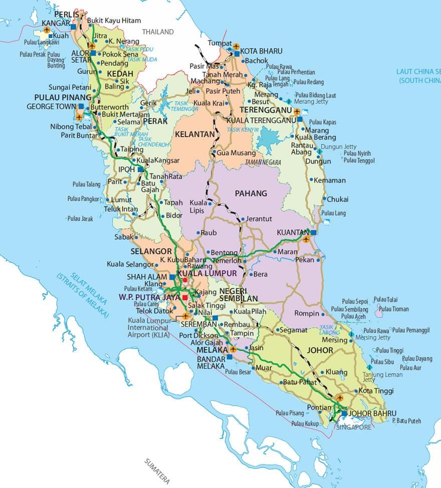 penisular malaizija žemėlapyje