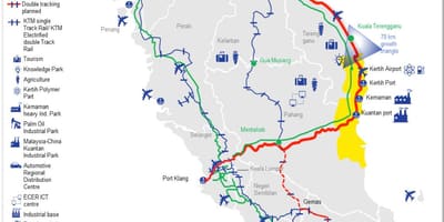 Žemėlapis greitųjų geležinkelių malaizija maršrutą