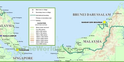 Malaizija geografijos žemėlapio