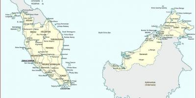 Malaizijos miestus žemėlapyje