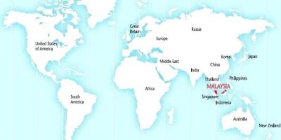 Pasaulio žemėlapis, kuriame malaizija
