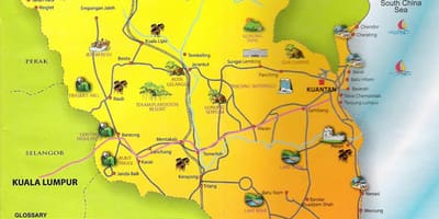 Žemėlapis pahang valstybės malaizija
